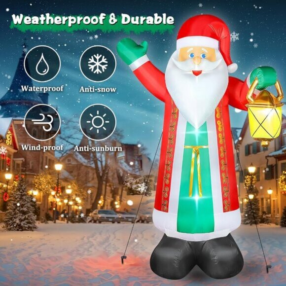 ⚡10 FT Christmas Inflatable Santa Claus Lantern Green Gloves Outdoor Decoration - Picture 4 of 6